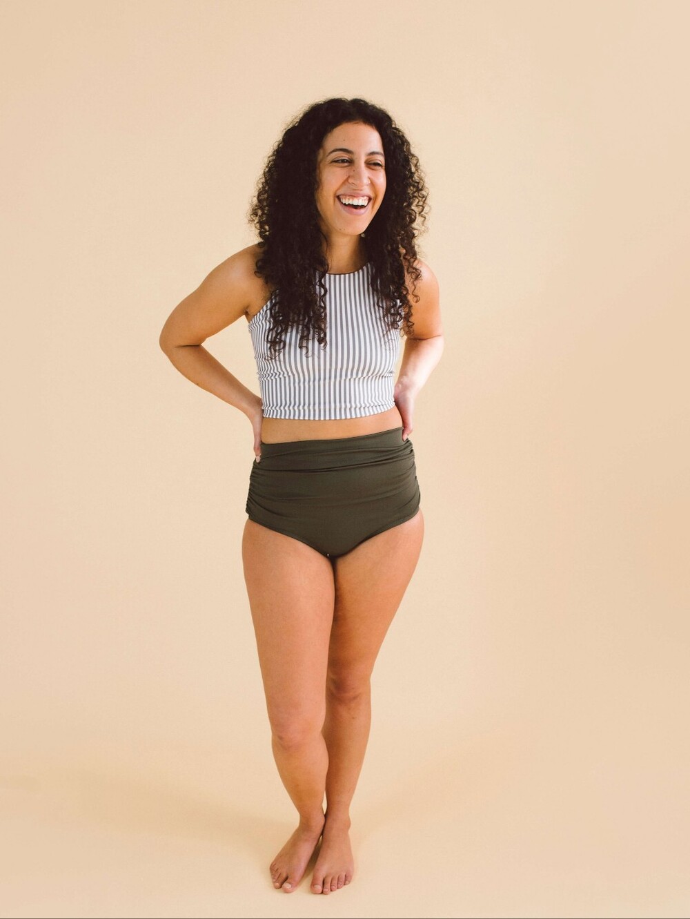 Nettles Tale Heather Swim Top Reversible Stripe Medium